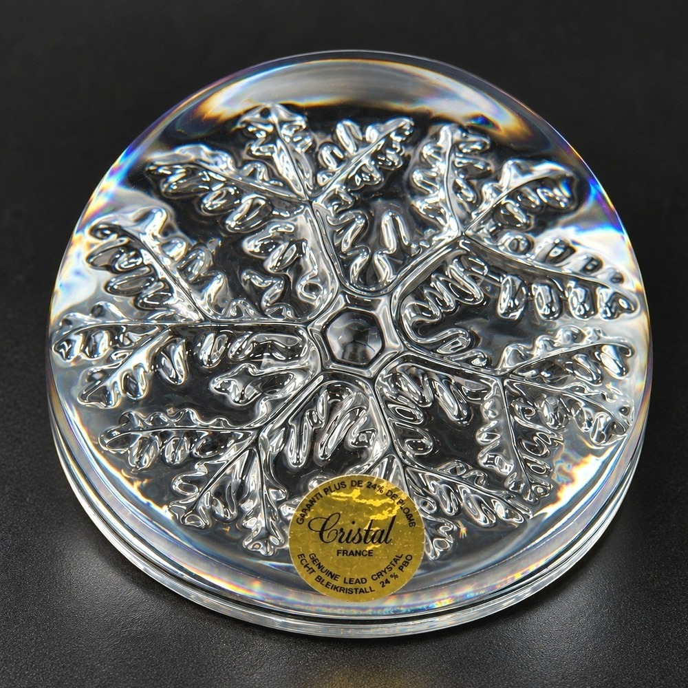 Vintage Cristal France Snowflake Paperweight 24% Lead Crystal Avon French Glass